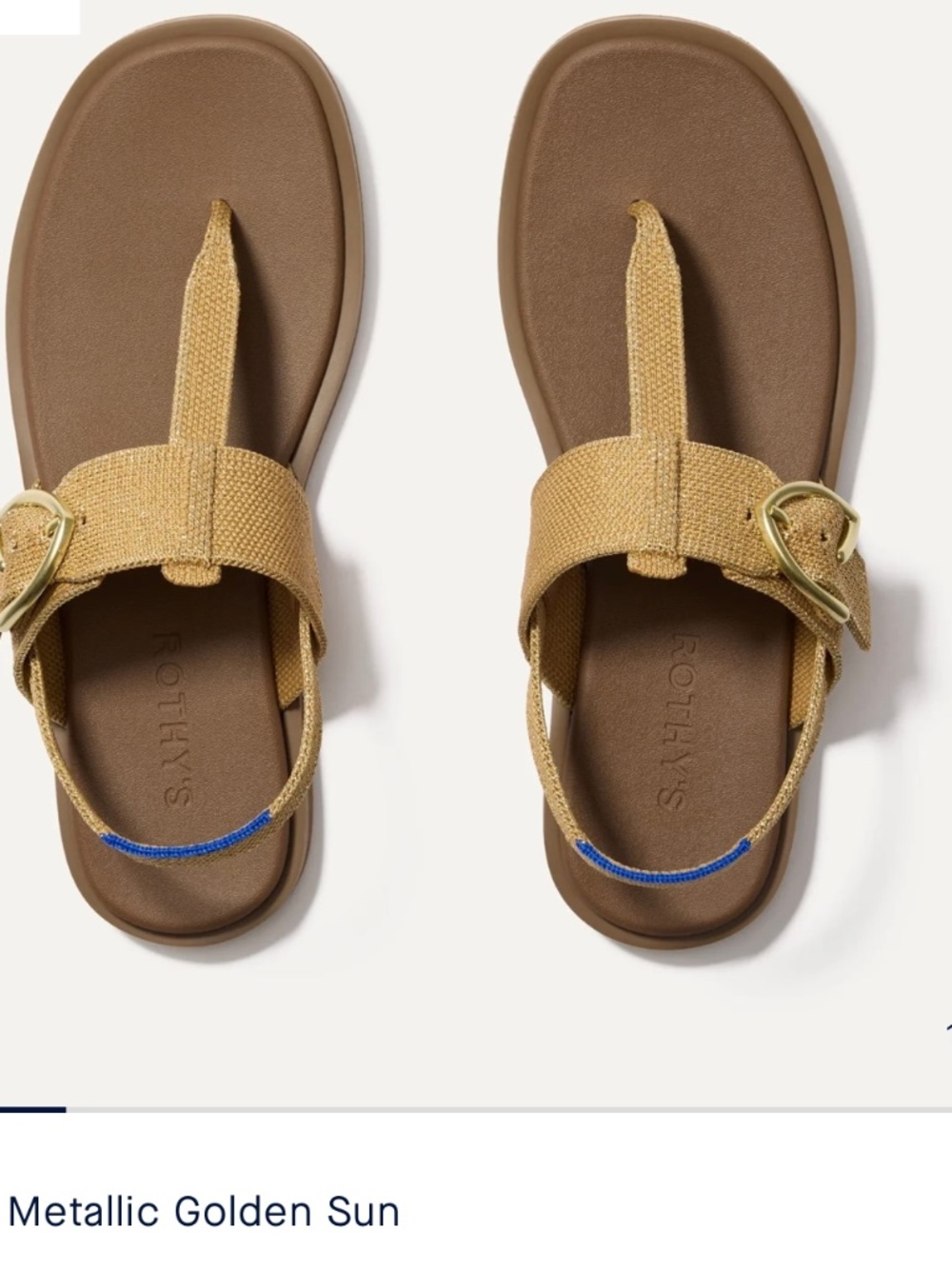 Rothy’s T-Strap Sandal in Metallic Golden Sun NWT